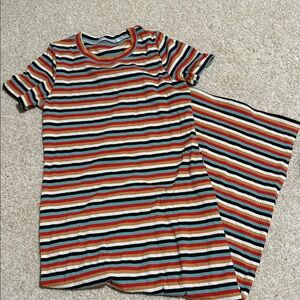 Striped Multicolor Ribbed maxi Dress